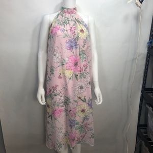 H&M Floral Pink Chiffon  Dress Pastel Sz 2
